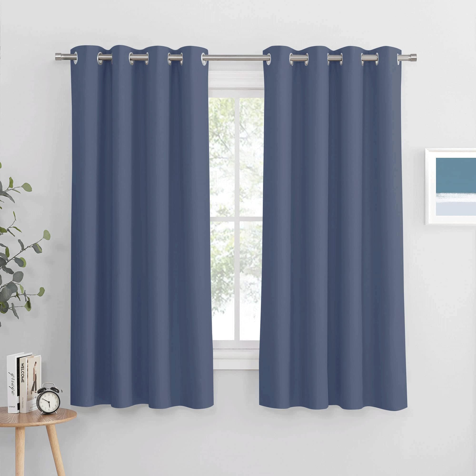 PONY DANCE Blackout Curtains for Bedroom- Eyelet Top Thermal Insulated Window Drapes Modern Style Home Decoration for Living Room, 52 x 63 Inch, 2 Panels, Haze Blue — image 1