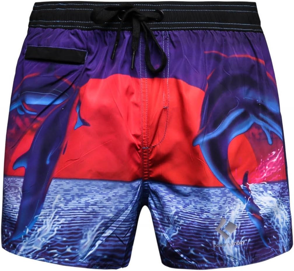 Cody Lundin® Men’s Elastic waistband& DrawString Printing Loose-Fit Running Camping Hiking Shorts