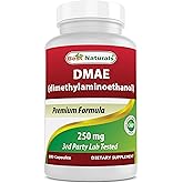 Best Naturals DMAE Supplement 250 mg 180 Capsules - Dimethylaminoethanol Bitartrate