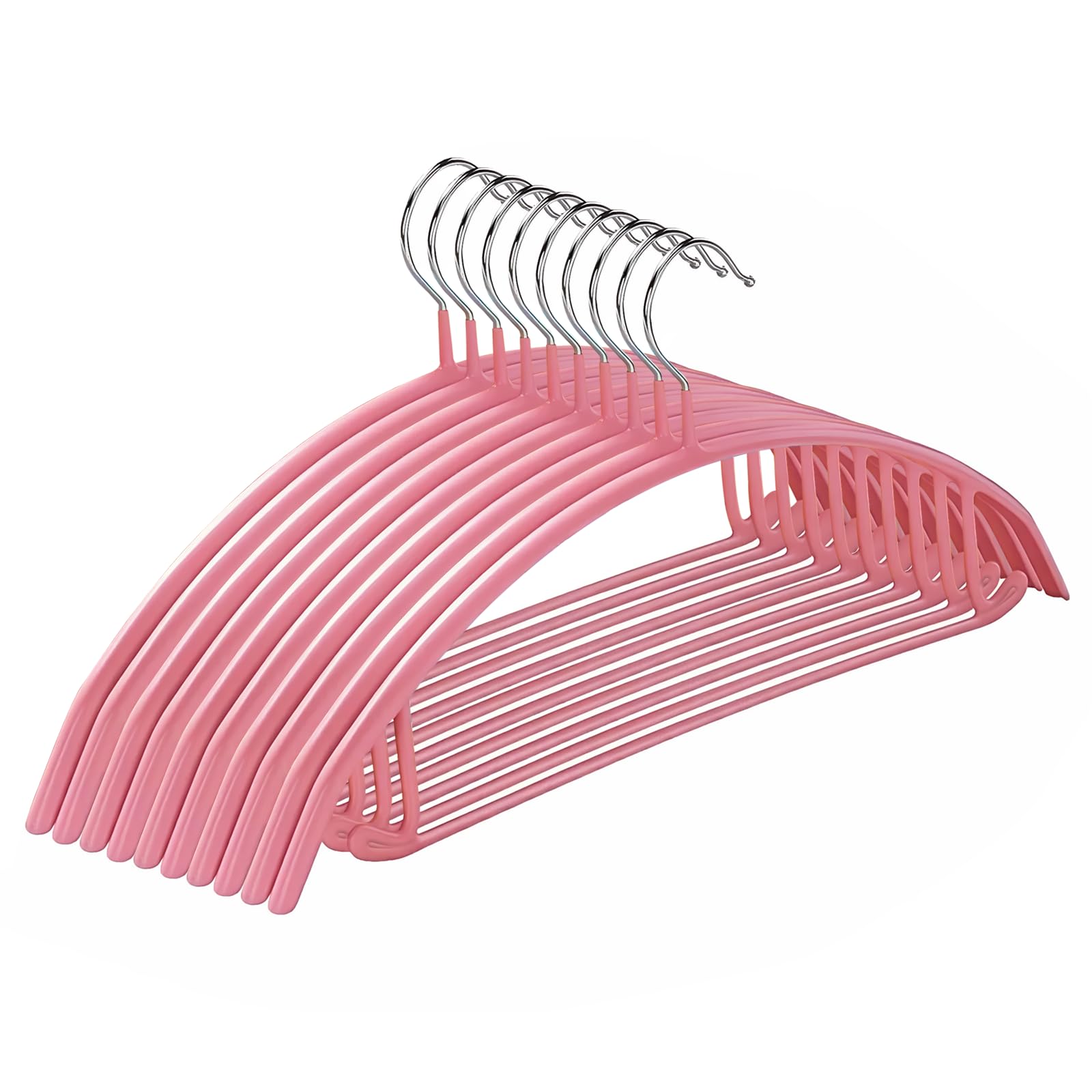 10 Pack Sweater Clothes Hanger No Shoulder Bump 42CM Wide Heavy Duty Coat Metal Hangers for Closet Non Slip PVC-Coating for Sweaters,Dresses,Jackets,Pants,Shirt