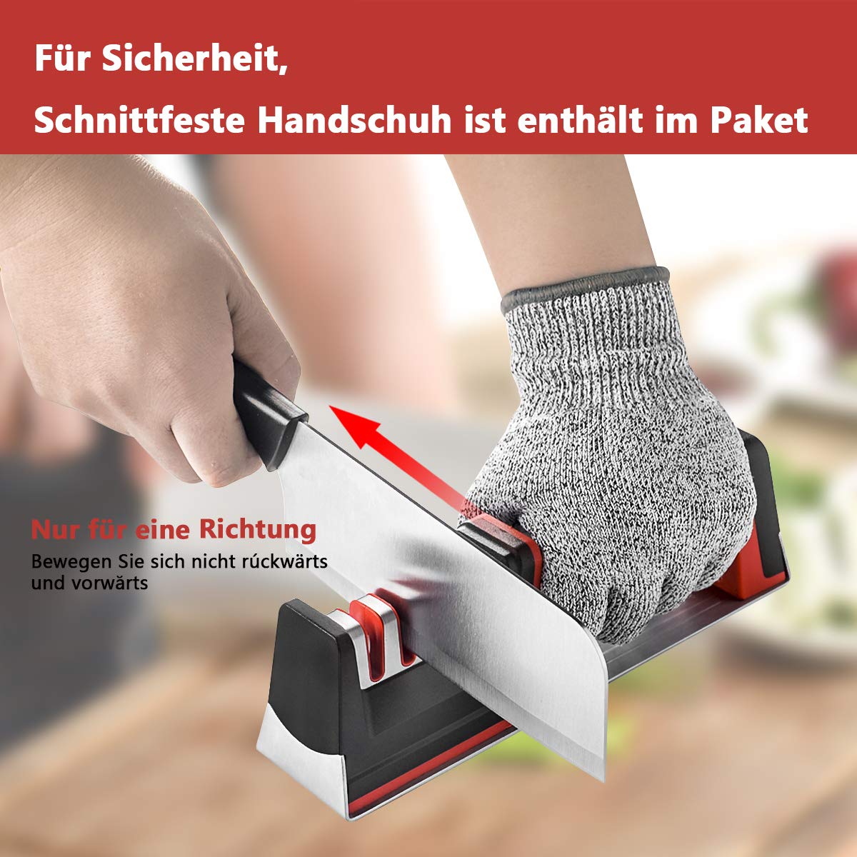 bedee Messerschärfer Knife Sharpener Messerschleifer für Edelstahl und Keramikmesser Küchen messerschärfer Steakmesser Messer Schärfen Schärfen Messer mit Schnittfeste Handschuhe (Metall) (Metall)