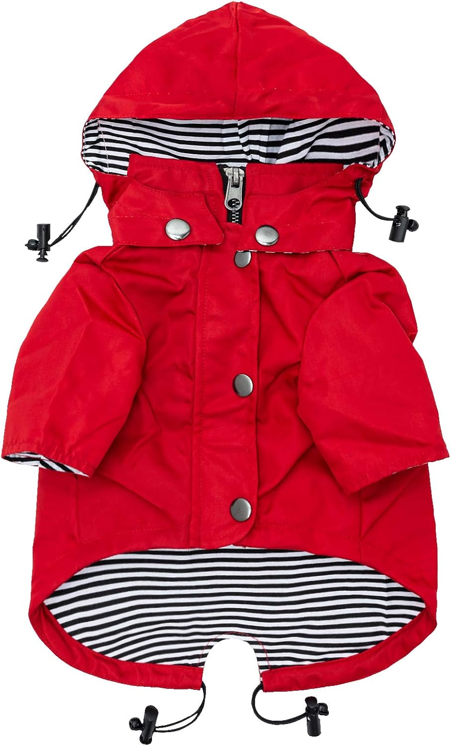 Ellie Dog Wear Zip Up Red Dog Raincoat with Reflective Buttons, Pockets, Water Resistant