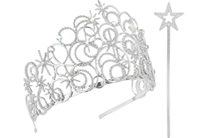 Alaxciax Bubble Crystal Crown Tiaras, Princess Crown Queen Tiara with Wand for Women for Birthday Bridal Wedding Prom Party