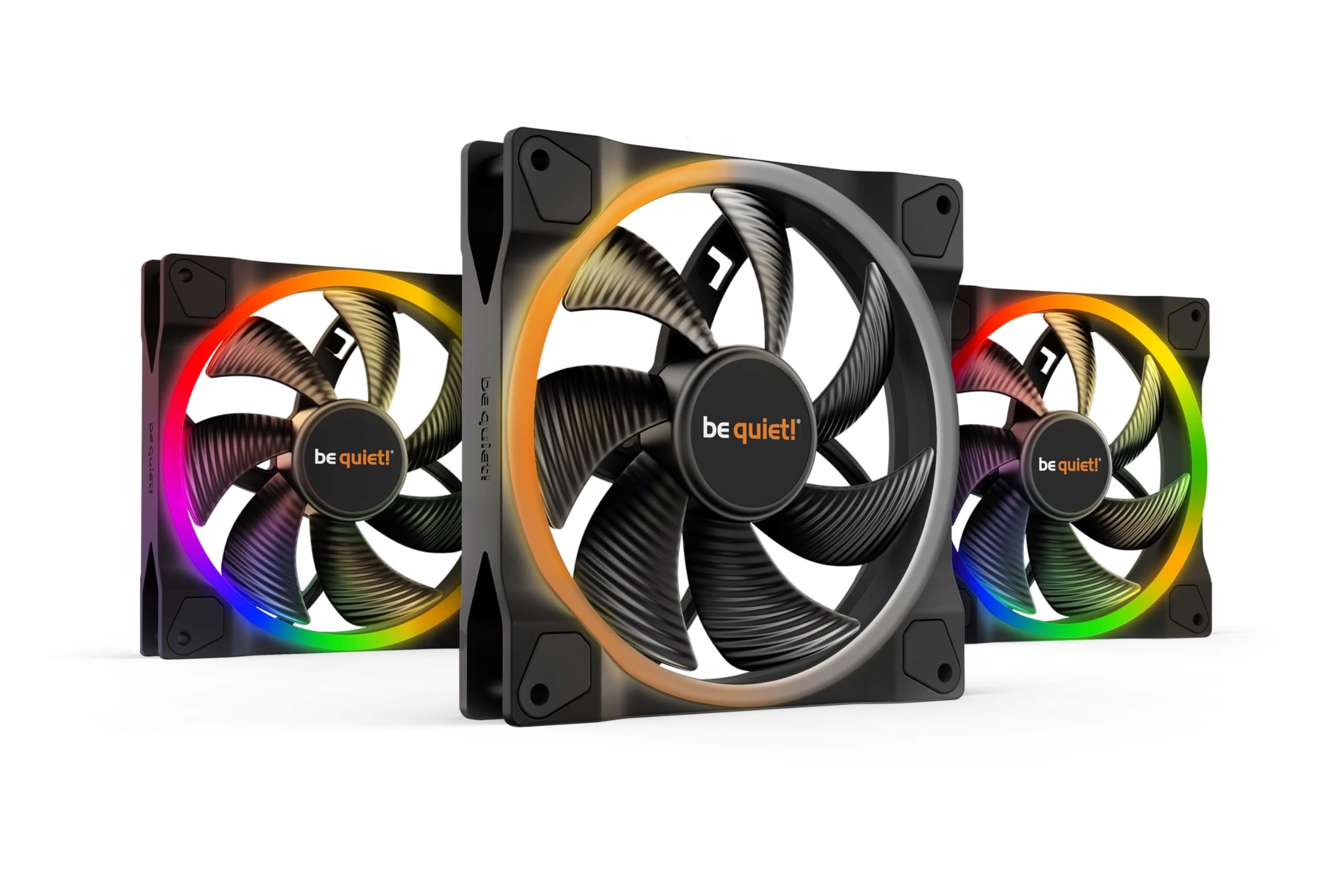 be quiet! Light Wings 140mm PWM fan, 3 fans included, ARGB lighting, multiple colors and modes, silence-optimized fan blades, high air pressure, low noise-generating turbulences, very quiet operation