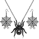 MOLOCH Halloween Spider Jewelry Set Crystal Tarantula Pendant Necklaces Spider Web Dangle Earrings Set Halloween Party Costume Jewelry for Women