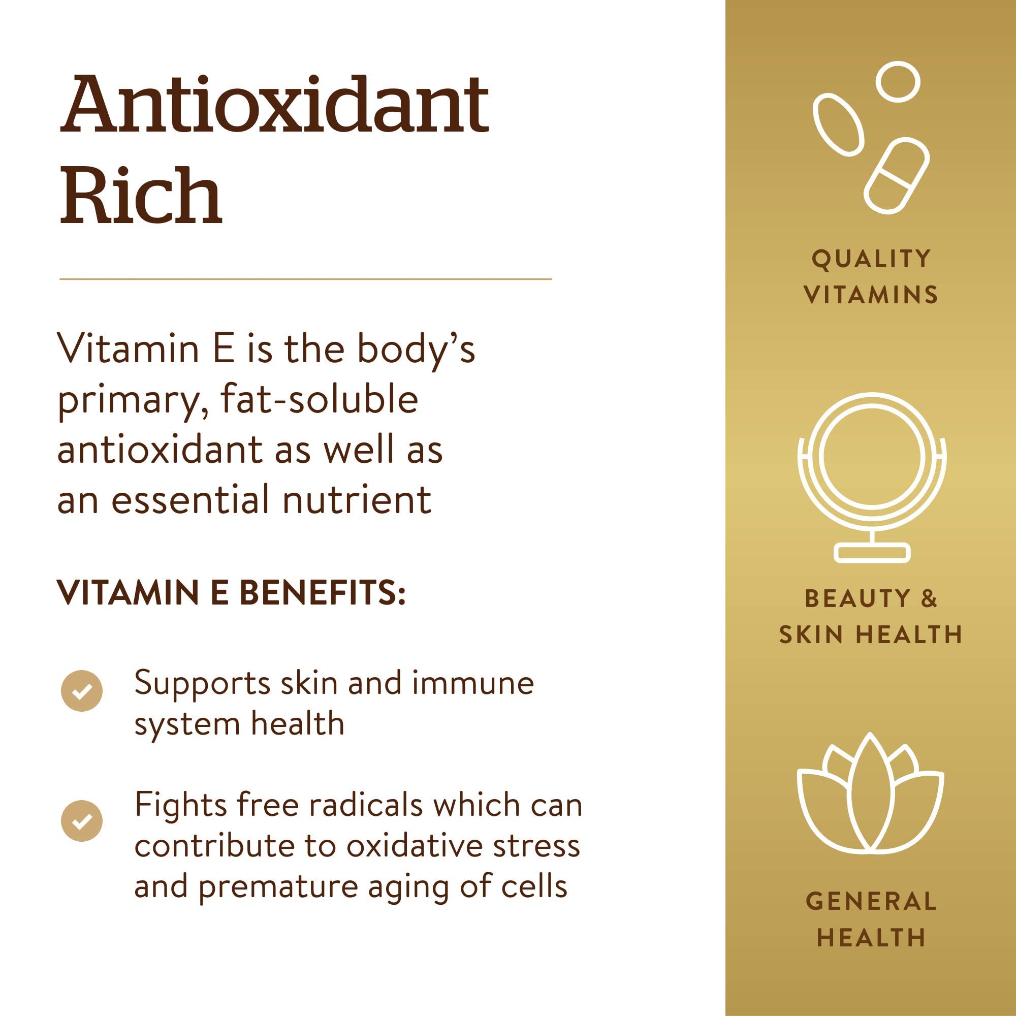 SOLGAR Vitamin E 268 Mg (400 IU) - 250 Softgels - Hebron Nutrition