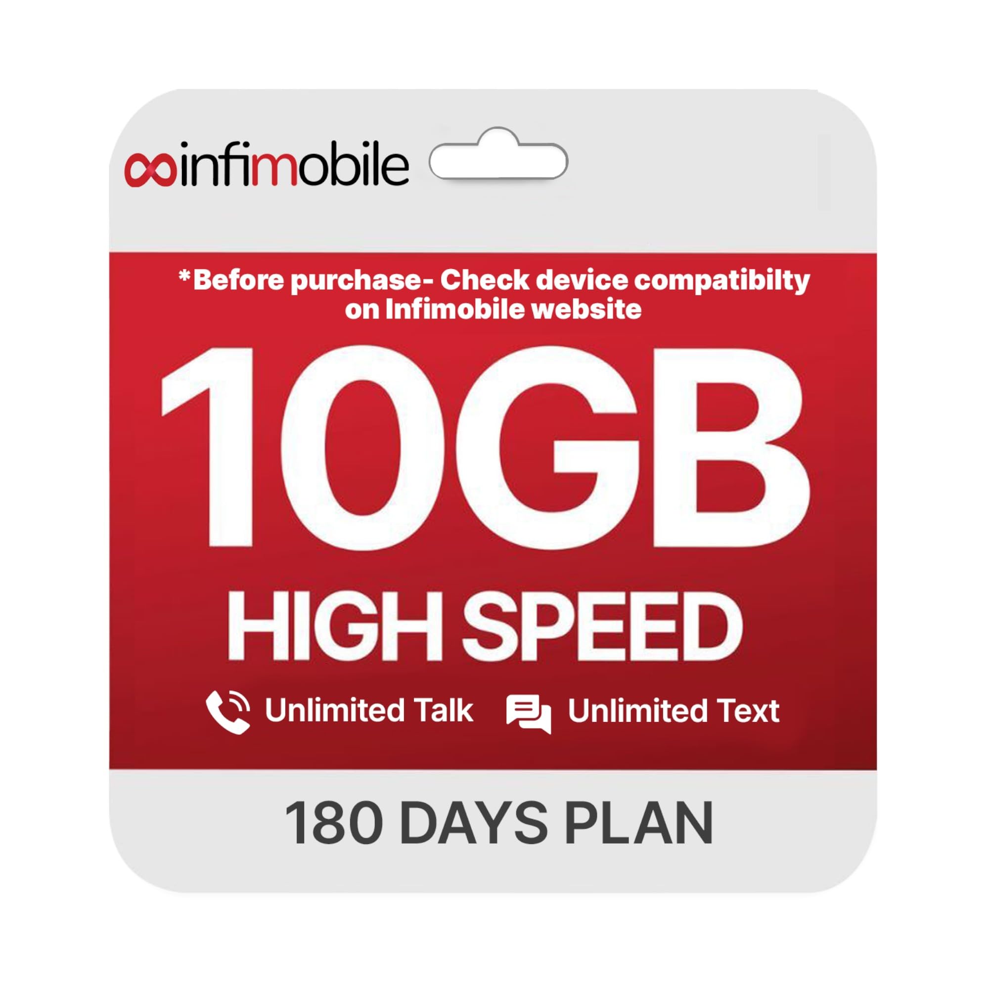 Photo 1 of $12.6/Month | Infimobile Prepaid Unlimited Plan: 6 Months | 10GB High-Speed Data Per Month | Unlimited Data Talk & Text | Prepaid Plan Service SIM Card | Nationwide Coverage | 4G, 5G Network