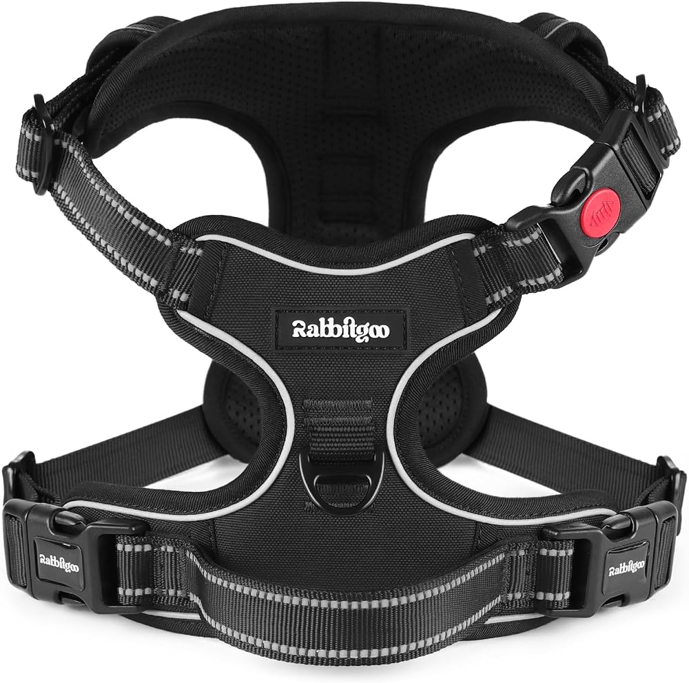 rabbitgoo Dog Harness Medium with Front Back Clips Reflective Padded