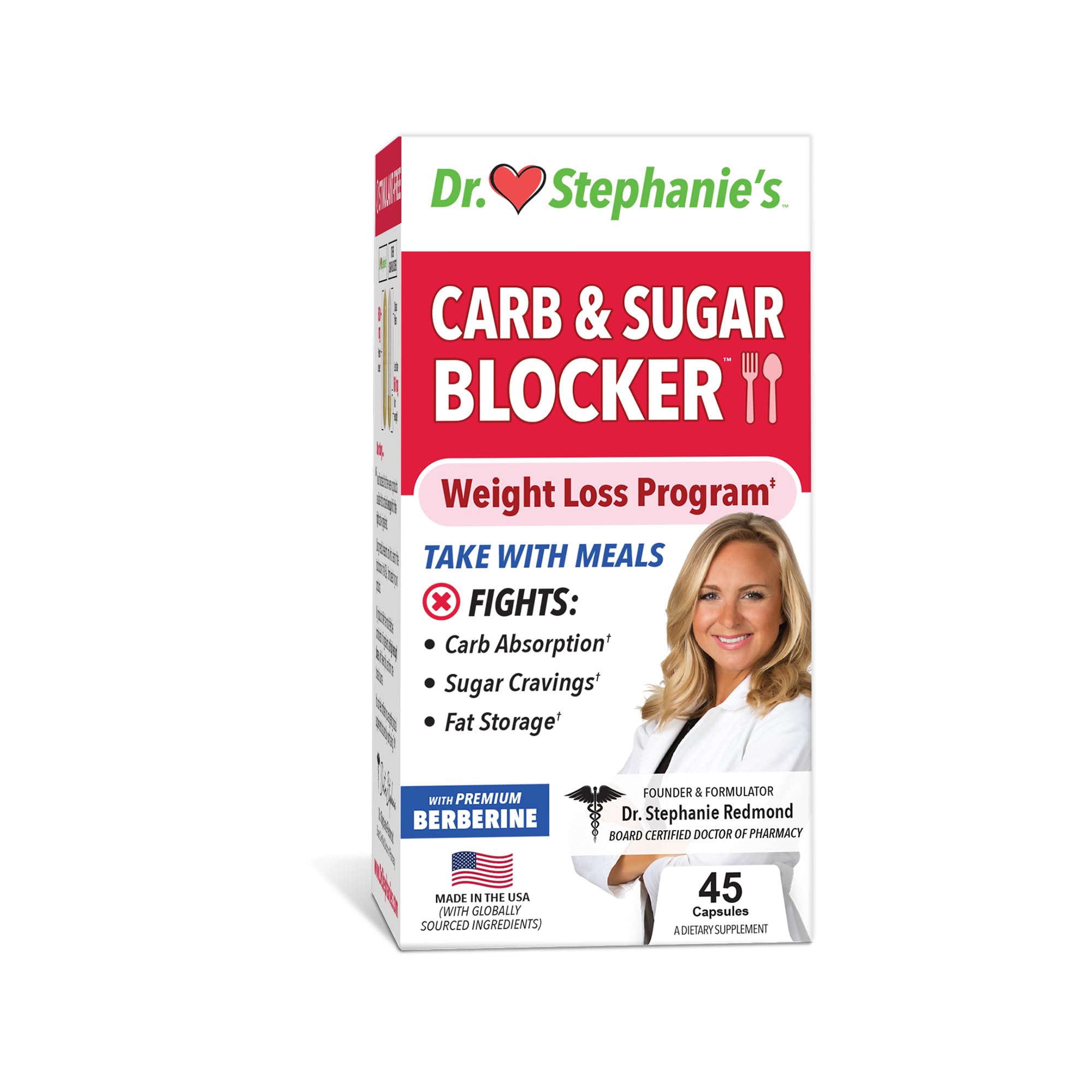 Pharmaganics Dr. Stephanie's Mealtime Carb & Sugar Blocker - Reduce Digested Carbs, Sugars, & Calories, Stimulant-Free (3 Pack)