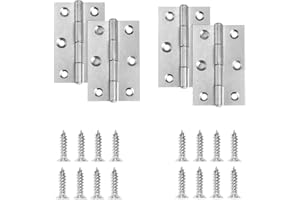Zernmiarder 2.5" Door Hinge, 12 Pcs Stainless Steel Butt Hinges, Silver Window Hinges, Interior and Outdoor Hinge with Screws, 60 x 38 x 1.2mm