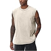 Yimoon Sleeveless Shirts for Men Workout Tank Tops Cotton Acid Wash Muscle Shirts Baggy Gym Tees