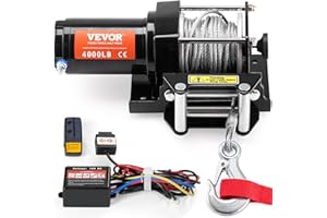 VEVOR Electric Winch, 4000 lb Line Pull Capacity, 12V DC ATV/UTV Winch with Φ3/16 in x 39 ft 7 Strands Steel Cable Roller Fai