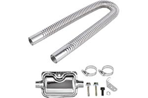 XXIMUIM 2.5CM/1in Inner Parking Air Heater Exhaust Pipe,120cm Stainless Steel Exhaust Pipe Parking Air Heater Fuel Tank Diesel Gas Vent Hose with Exhaust Muffler