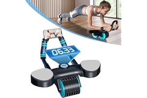 Pircaath Ab Roller Wheel with Elbow Support, Automatic Rebound Abdominal Wheel with Timer, Abdominal Exercise Roller Workout Roller Wheel with Knee Mat, Abdominal Wheel Trainer Stomach Roller Exercise