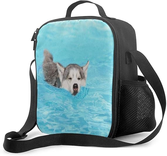 Insulated lunch bag，Amazing Siberian Husky Dog Lunch Bag