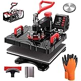 VIVOHOME Upgraded 6 in 1 Combo Multifunctional Swing Away Clamshell Printing Sublimation Heat Press Transfer Machine for T-Sh