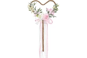 PartyforU Flower Girl Wand - Magic Floral Wand with Heart and Ribbon for Woodland Wedding or Bridal Shower