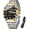OLEVS Mens Watches Luxury Business Analog Quartz Watches for Men with Stainless Steel Dress Date Waterproof Luminous Wrist Watches