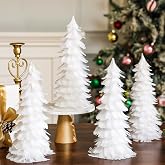 Liliful 4 Pcs Christmas White Feather Tree with Glitter Tips 12'' | Glitter Table Top Feather Christmas Tree Xmas Tabletop Decoration Centerpieces for Winter Wedding Party Shelf Home Decor