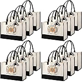 VZZNN Canvas Tote Bag 12 Pack with Pockets - Bulk Religious Gifts for Women, Inspirational Spiritual Birthday Christmas Gift for Mom Wife
