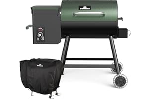 DAMNISS Wood Pellet Grill & Smoker 8-in-1 Pellet Grill with Automatic Temperature Control, & Rain Cover 456 Sq. in Area for Backyard Camping Outdoor