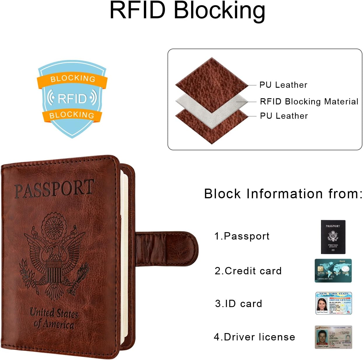  | WALNEW Passport Holder Cover Case RFID Passport Travel Wallet, Coffe | Passport Covers