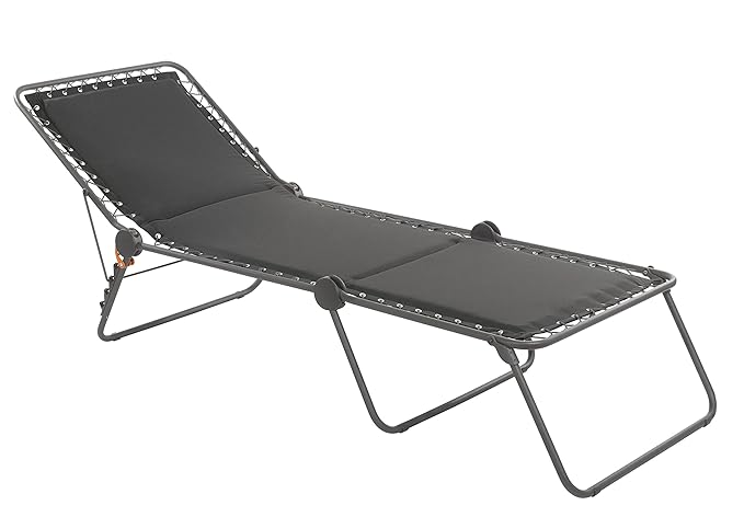 Lafuma Sonnenliege, Klappbar mit verstellbarem Rückenteil, Mit Schnürsystem, Siesta L, Polyester/Baumwolle, ardoise (grau)