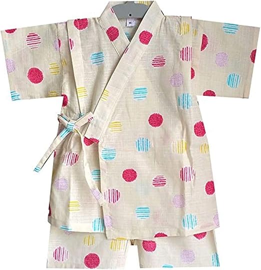 Amazon 浴衣 こども 甚平 女の子 じんべい 子供服 パジャマ 部屋着 寝間着 女児 令和 和風 着物 子供甚平 夏祭り 花火大会 七五三 子供の日 綿100 水玉柄 スーツ上下 春夏 薄手 90 100 110 1 130 140