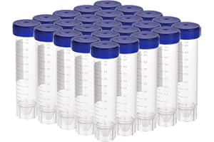 ESHATO 50 Pack Sterile Centrifuge Tubes, 50ML Polypropylene Self-Standing Test Tubes with Leak-Proof Screw Caps, Graduated an