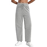 Auriviz Womens Barrel Sweatpants Drawstring High Waisted Wide Leg Pants Baggy Casual Workout Sweat Pants Pockets 28‘’ Inseam
