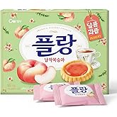 Korean Food CW Flang Flat Peach Cookies, Peach Jam Filled, 16Ct, 5.64oz | Soft peach jam-filled cookies, individually wrapped for convenient snacking and sharing