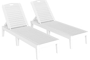 Outsunny Outdoor Chaise Lounge Chairs Set of 2, Waterproof Resin Reclining Chaise Loungers with 4-Position Adjustable Backres