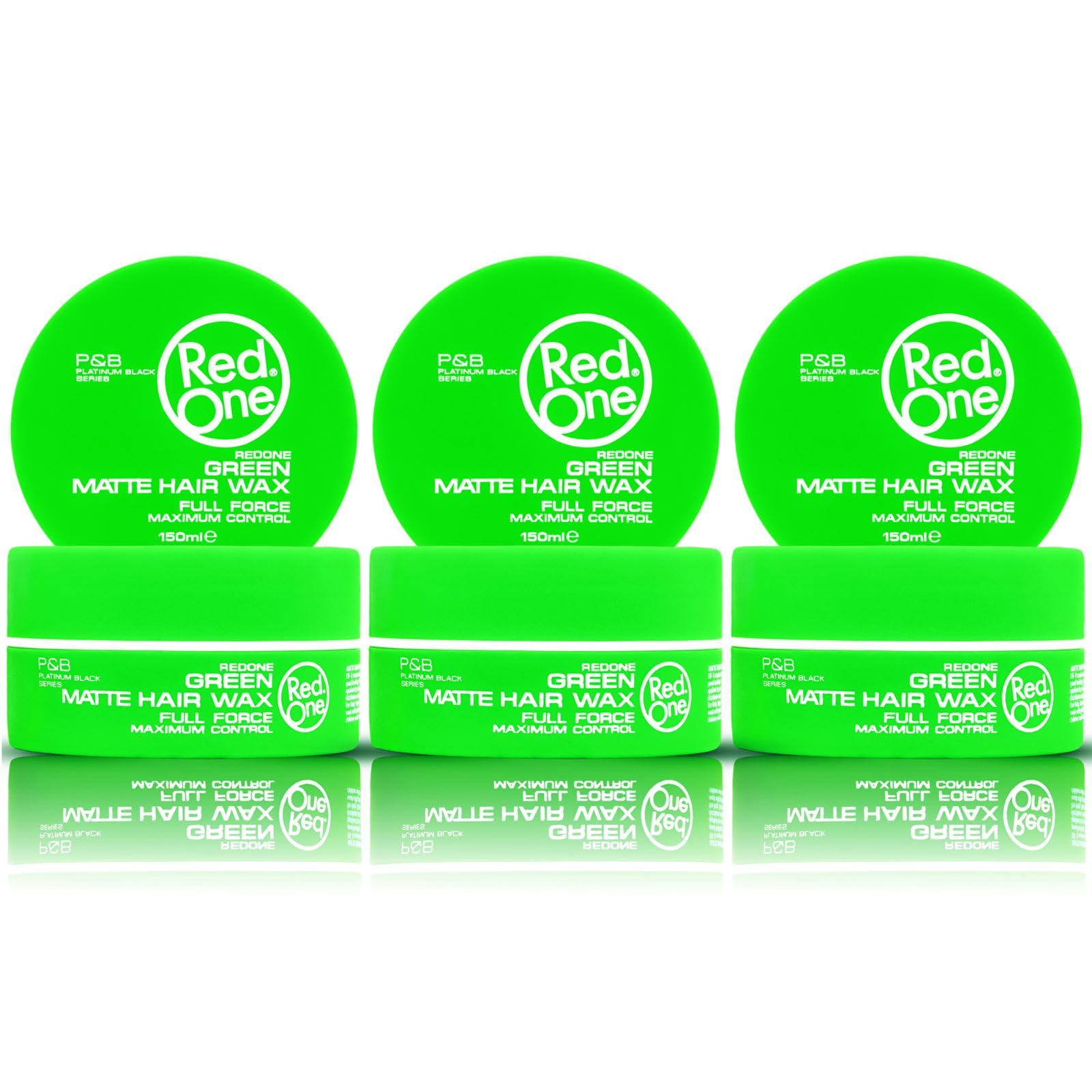 RedOne Hair Styling Matte Wax Green 3x150 ml | Ultra Hold Hair Wax | Matte Finish | No Shine | Long Lasting Strong Hold | Men & Women Hair Styling | Coconut Scent | Maximum Control Pack of 3