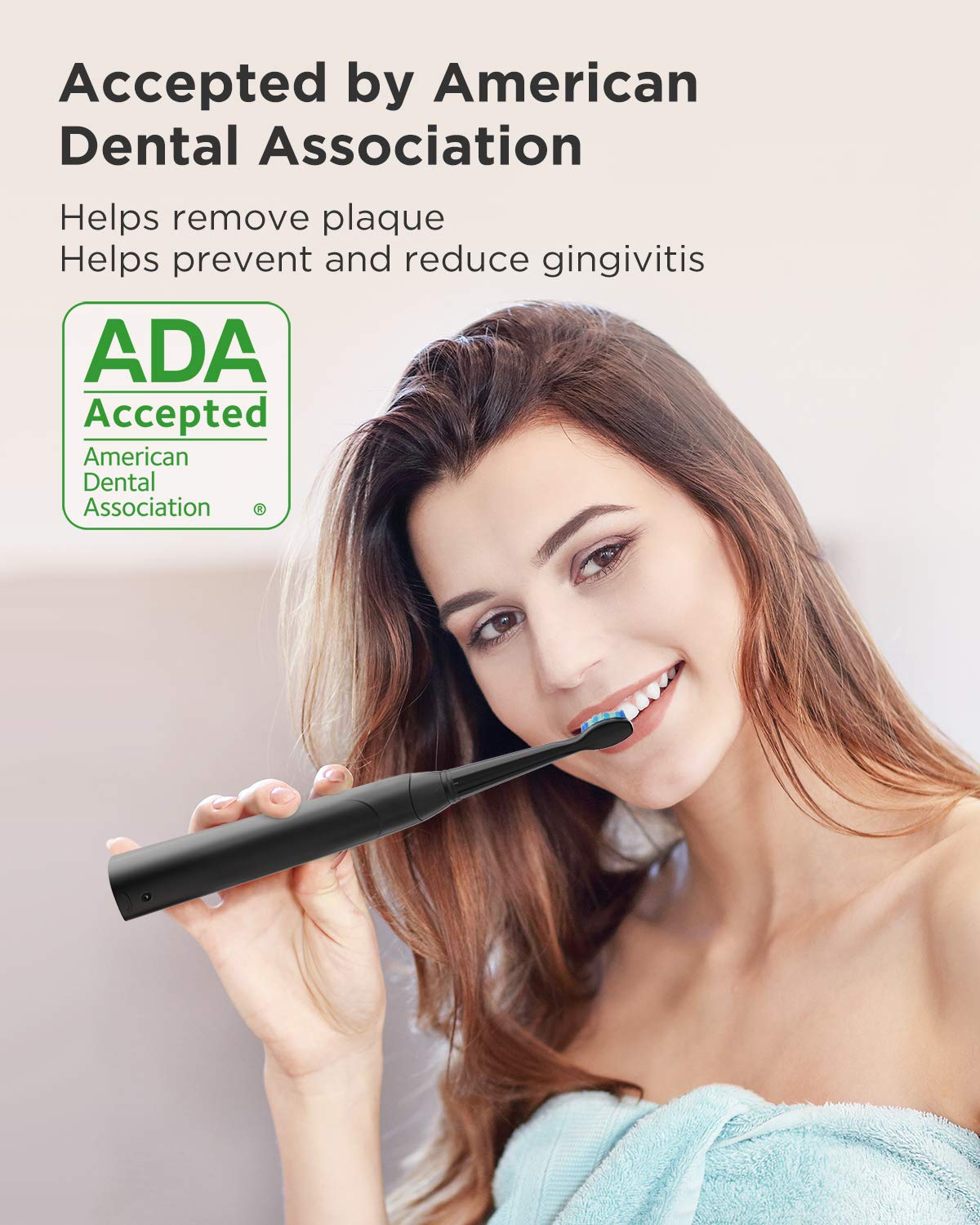 Fairywill D8 Sonic Electric Toothbrush for Adults and Kids ADA Accepted, 8 Dupont Brush Heads & Travel Case 5 Modes Rechargeable Whitening Power Toothbrush 2 Mins Smart Timer 40,000 VPM Black Series: Beauty