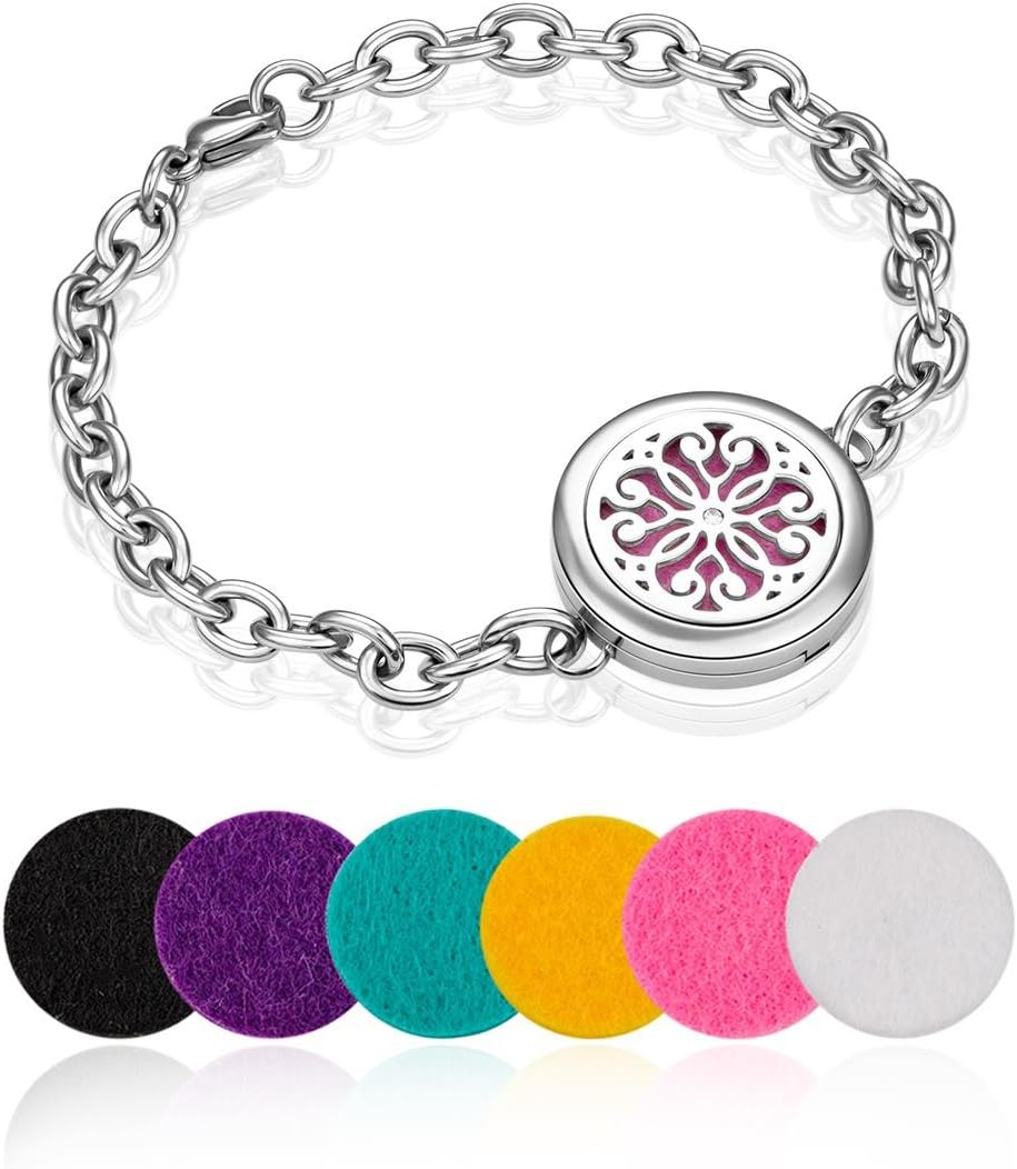Dhnewsun Aromatherapy Essential Oil Diffuser Bracelet + 6 Felt Pads