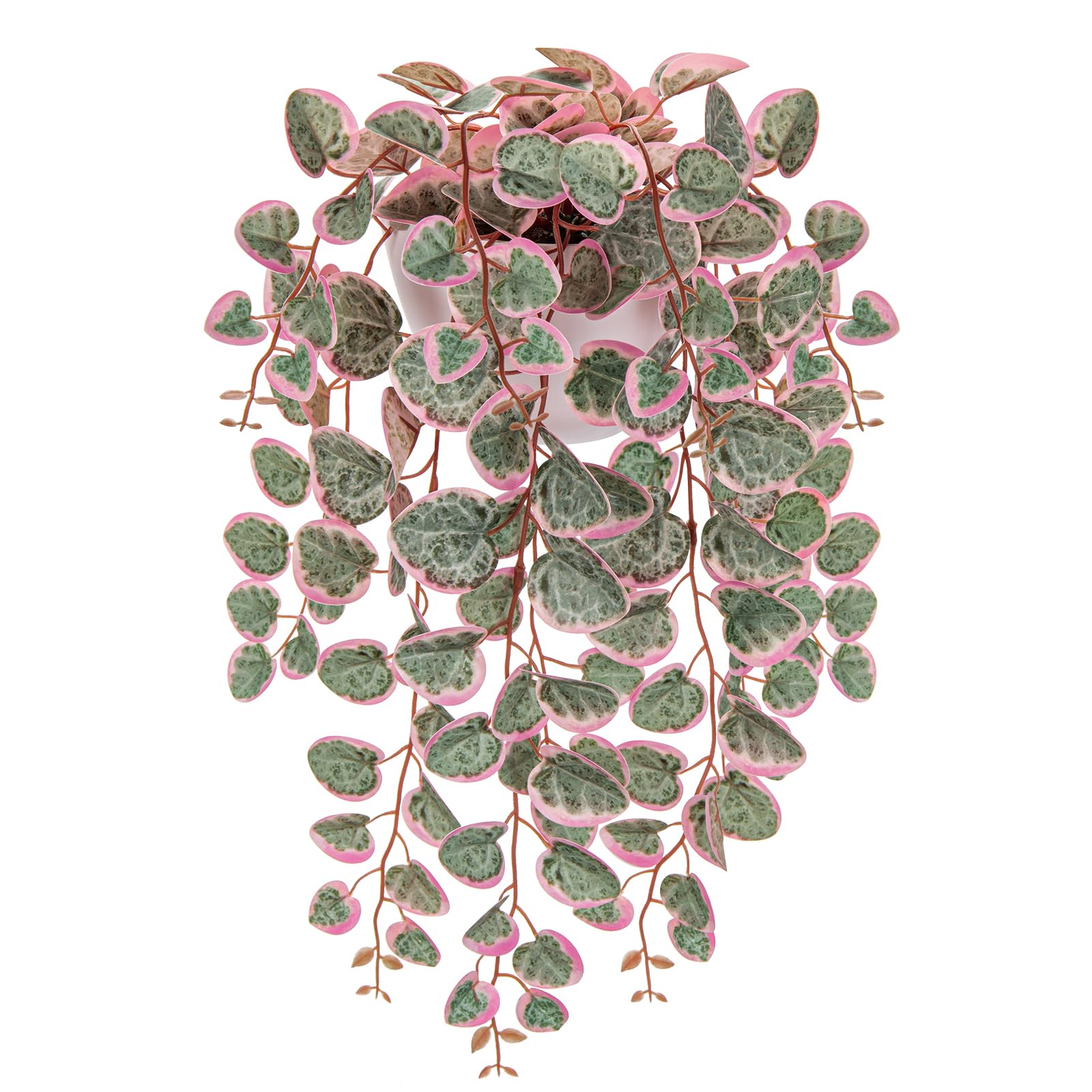Hollyone Artificial Hanging Plants Decorative Fake Potted Plants, String of Hearts Plants Indoors Outdoors, Faux Trailing Plants for Home, Wall, Living Room, Bedroom, Office Decorations