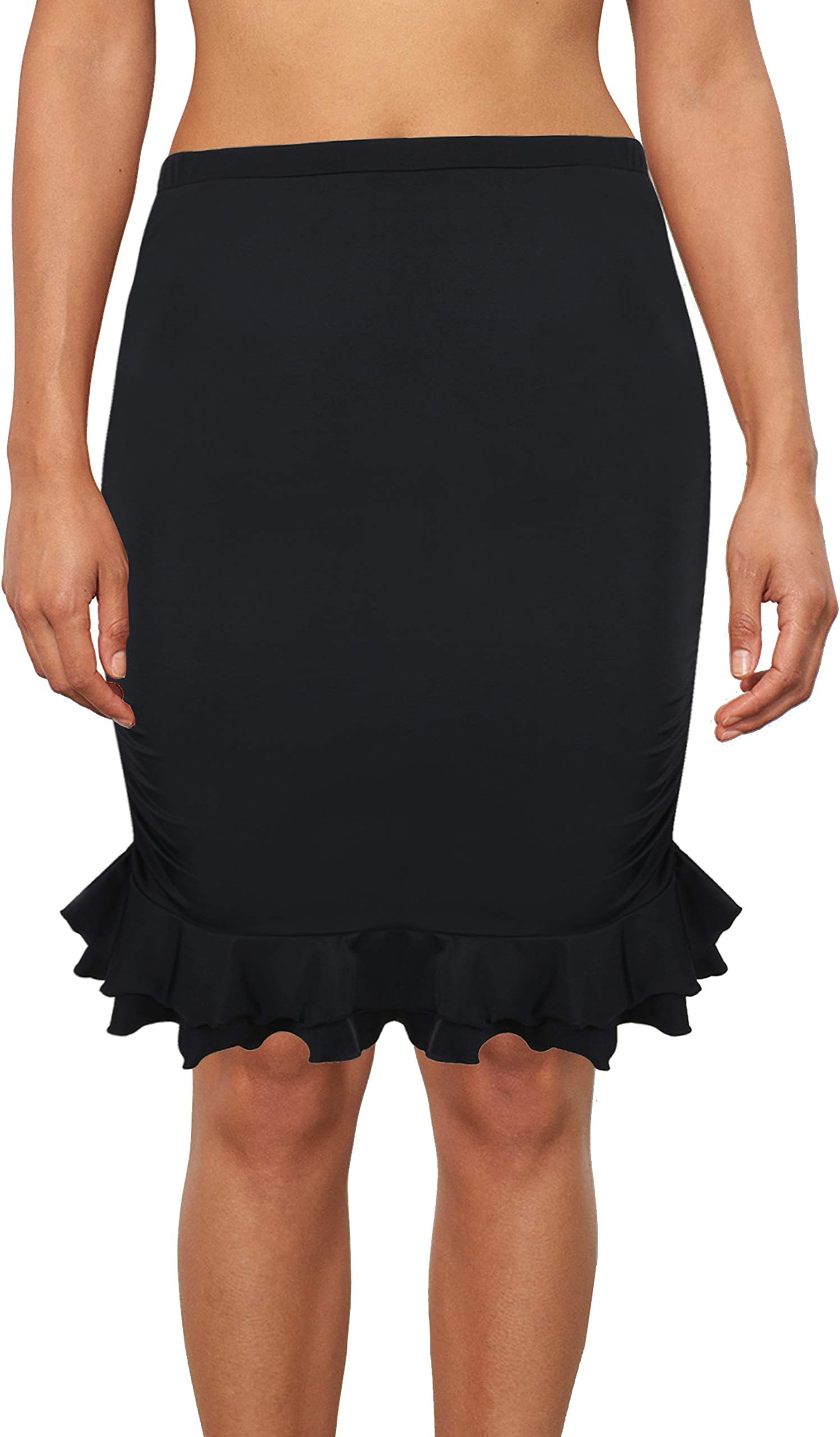 Septangle Vintage Swim Skirts Bikini Bottom for Women Shirred Ruffle Swimdress Cover Up