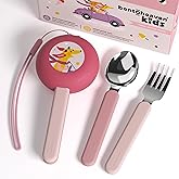 Bentoheaven Kids Travel Utensils with Case, Food-Grade Stainless Steel & BPA-Free Plastic, Travel Kid Cutlery Set, Dishwasher Safe Fork, Spoon & Case, Reusable Flatware, Silverware for Kids(Dachshund)