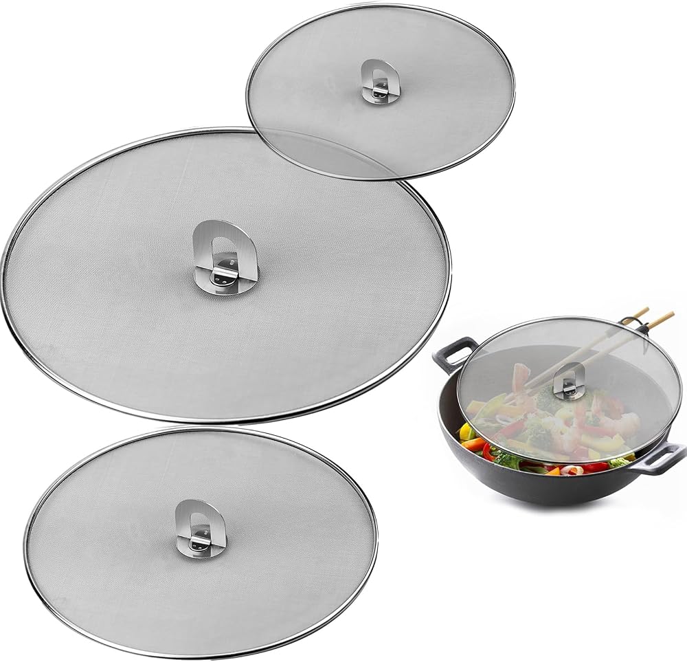 APLUMTREE 3 PCS Stainless Steel Splatter Guard Set - 9.8" 11.4" 13"