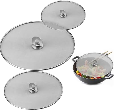 APLUMTREE 3 PCS Stainless Steel Splatter Guard Set - 9.8" 11.4" 13"