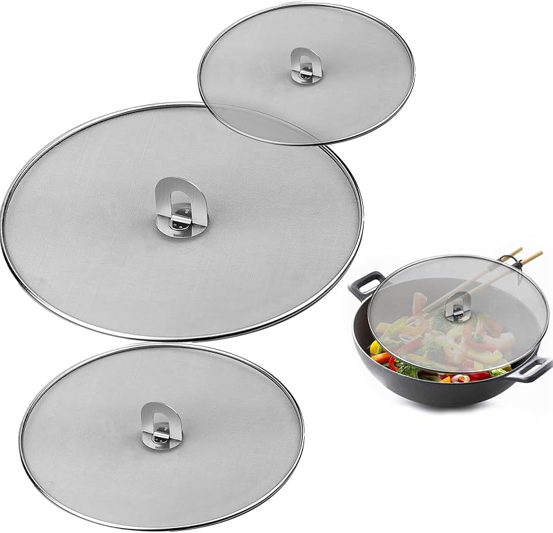 APLUMTREE 3 PCS Stainless Steel Splatter Guard Set - 9.8" 11.4" 13"