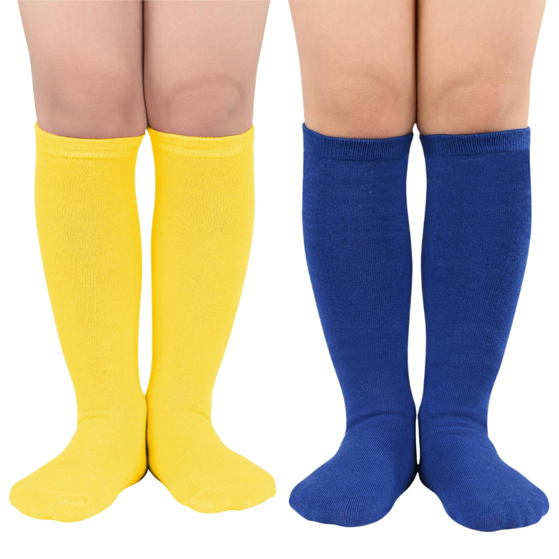 Photo 1 of Zando Kids Soccer Socks 8-12 Years Old Youth Knee High Long Tube Socks for Softball Baseball Athletic High Stockings for Boys Baby Girls 10-12 Years Yellow/Blue