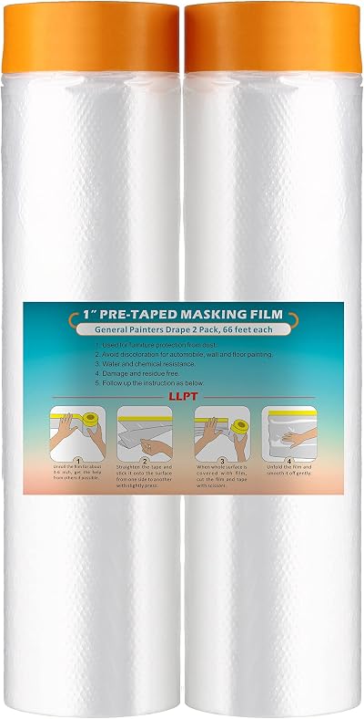 LLPT Tape and Drape Masking Film 2-Pack 200cm x 20m Painter's Plastic Dust Sheet