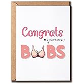 APVGifts Congrats On Your New Boobs Card - Boob Job Card - New Tits Card - Breast Augmentation Card - Card For Her - New Breast Card - Funny Card