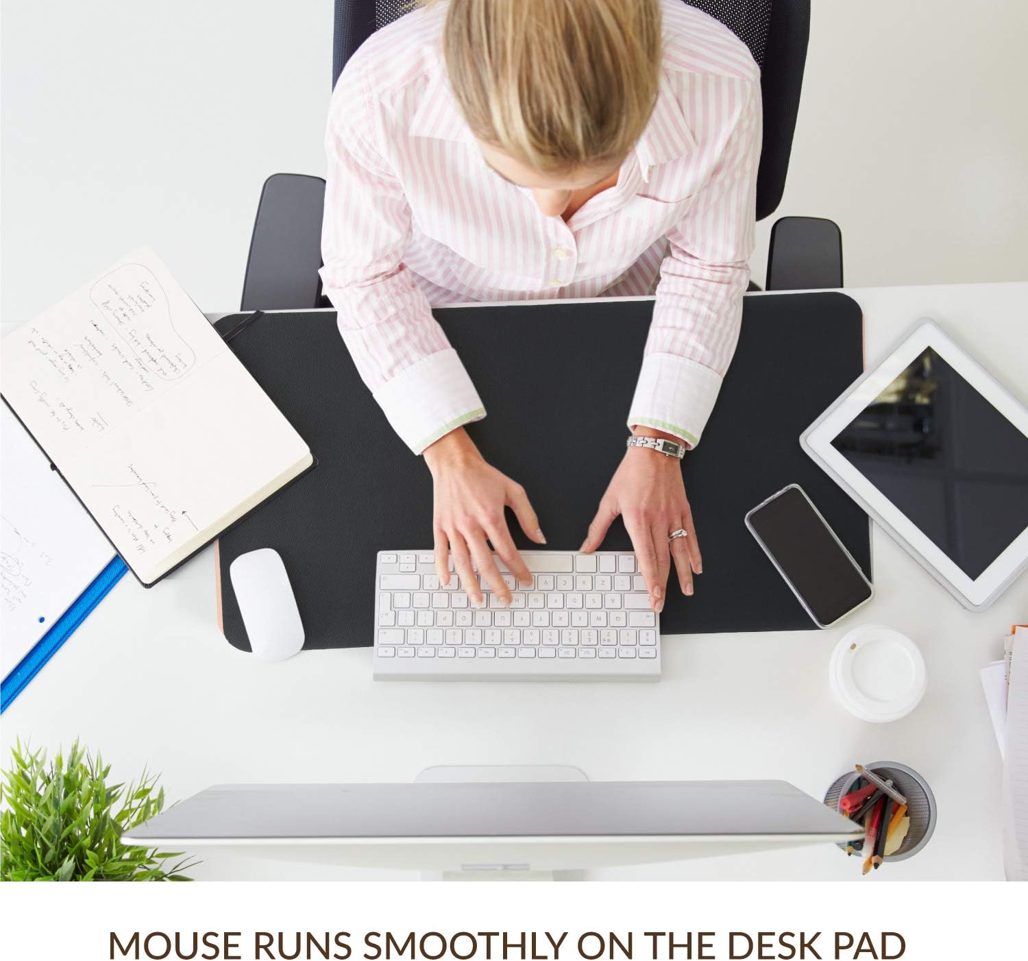 Bedsure Genuine Leather Desk Pad, Office Desk Mat Blotter on top of desks, Large Computer Desk Mat, Waterproof Non Slip Desk Pad Protector for Office and Home (Black, 17x35 inches) : Office Products