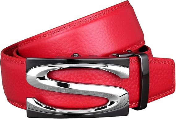 Amazon ベルト メンズ カジュアル 赤 レッド おしゃれ 穴なし カジュアル ブランド ロング 大きいサイズ 革 本革 オートロック Rd 453 ベルト 通販