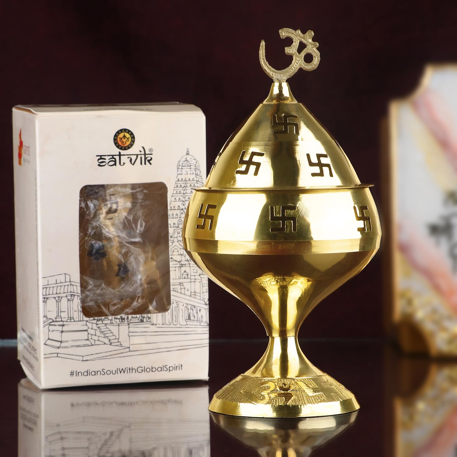 Craftsman SATVIK 6 Inch Brass Oil Lamp Akhand Jyot Diya Deepak OM Swastik Hindu Puja Religious Dia Kutthu Vilakku Diwali Deepak