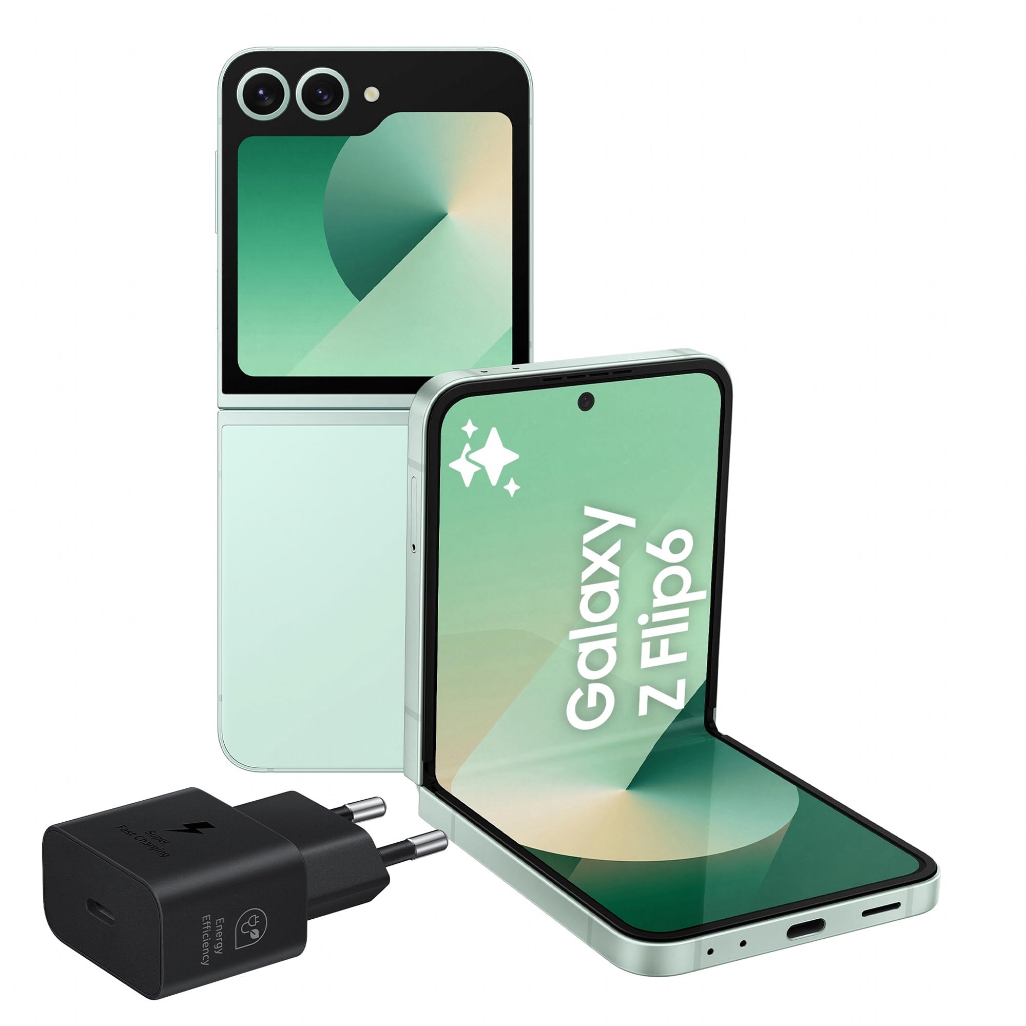 Samsung Galaxy Z Flip6 Smartphone AI pieghevole, Caricatore Incluso, RAM 12GB, 512GB, Dual SIM, Display 3,4" Super AMOLED/6,7" Dynamic AMOLED 2X, Fotocamera 50 MP, Mint [Versione italiana]