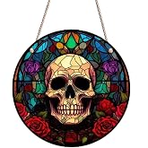 FAYZSOWSR Skull Window Hanging, Gothic Window Wall Hanging Stained Acrylic Wall Hangings Restaurant Theme Party Hangings Decorations for Men and Women (Style 4)