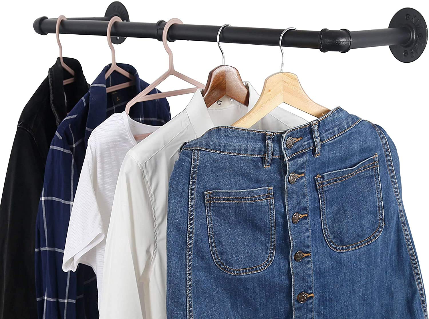 Nisorpa Industrial Pipe Clothes Rail 80cm Wall Mounted Garment Hanging